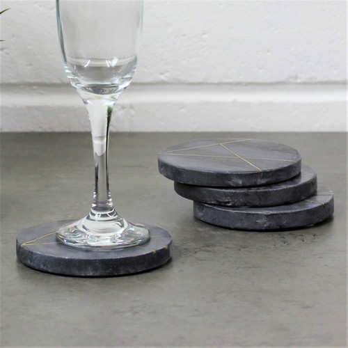 Marble coasters set - of, grey