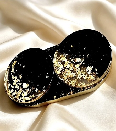 Black gold resin coaster - resin,