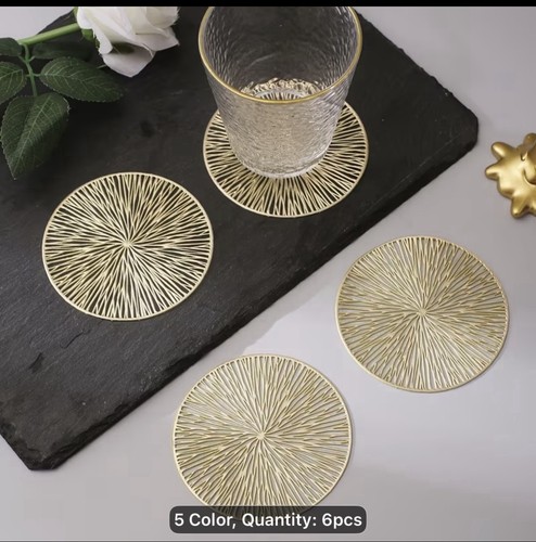 Gold round coasters 10cm - 6,