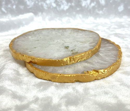White gold electroplated agate - gold,