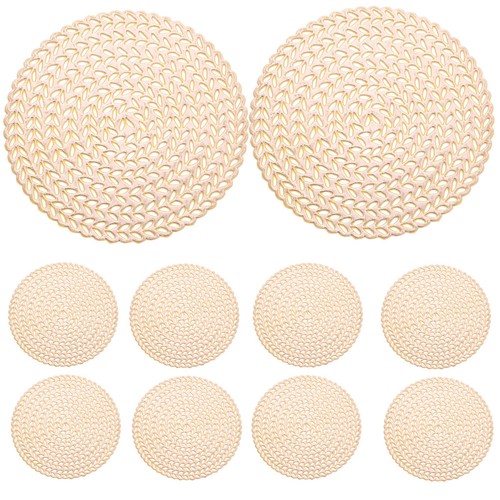 Golden pvc coasters - golden, set