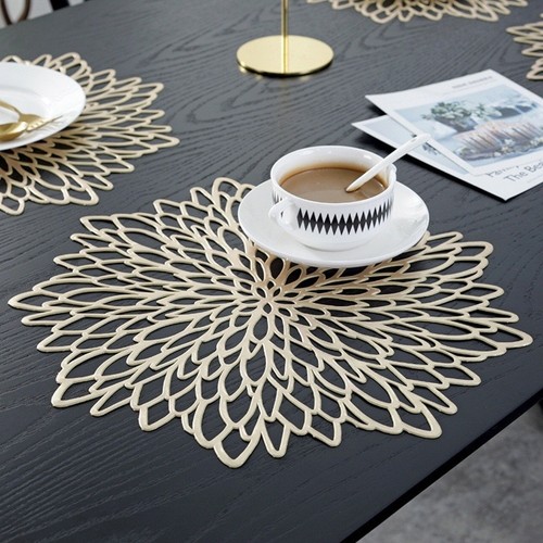 Gold silver pvc coaster - silver,