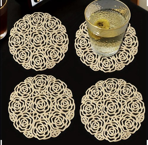 6pcs rose golden coasters - rose,