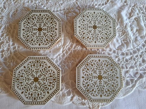 Table coasters gold cream - gold, &cream