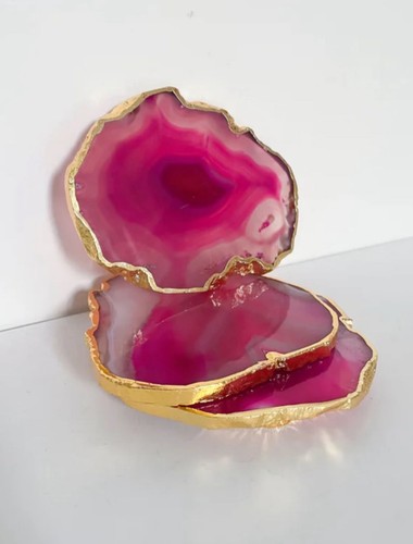 Pink gold electroplated agate - pink,